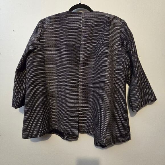 Eileen Fisher Kurume Dash Open Blazer Jacket Womens LG Black Organic Cotton - Picture 10 of 10